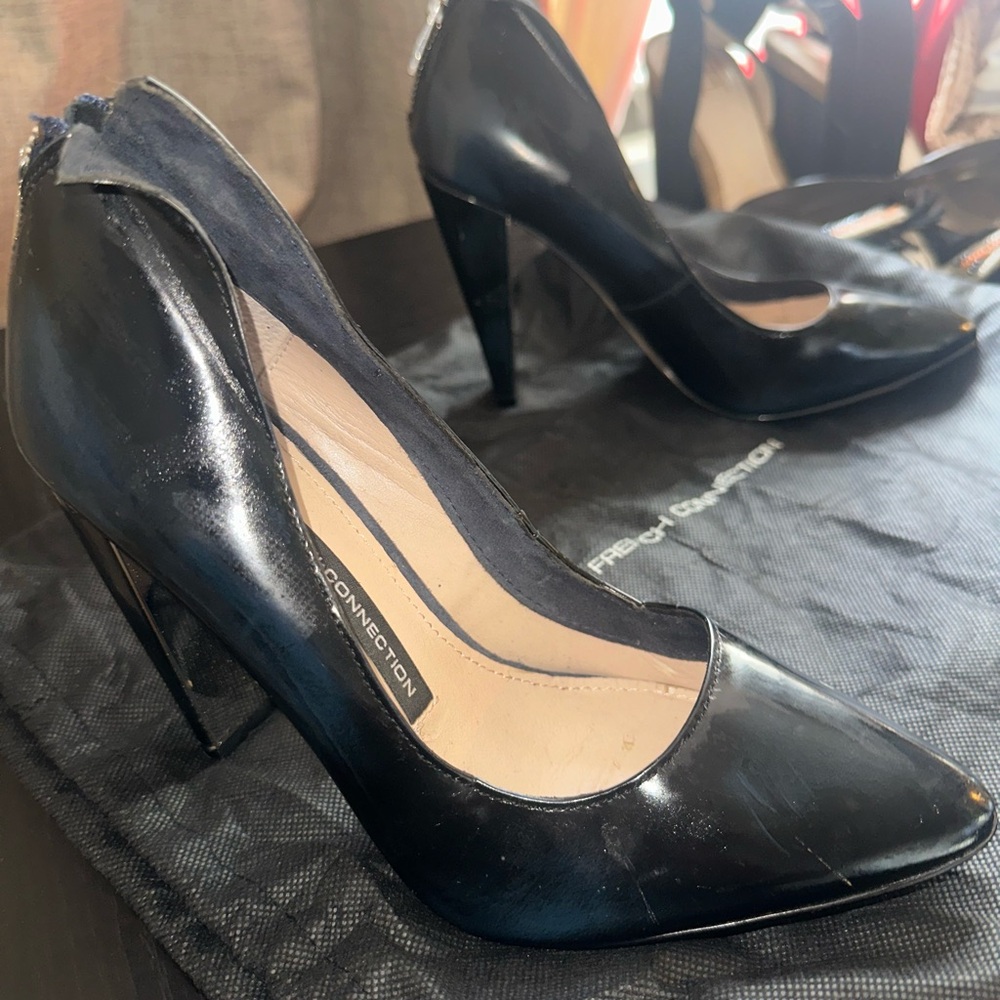 French Connection Glossy Black Heels